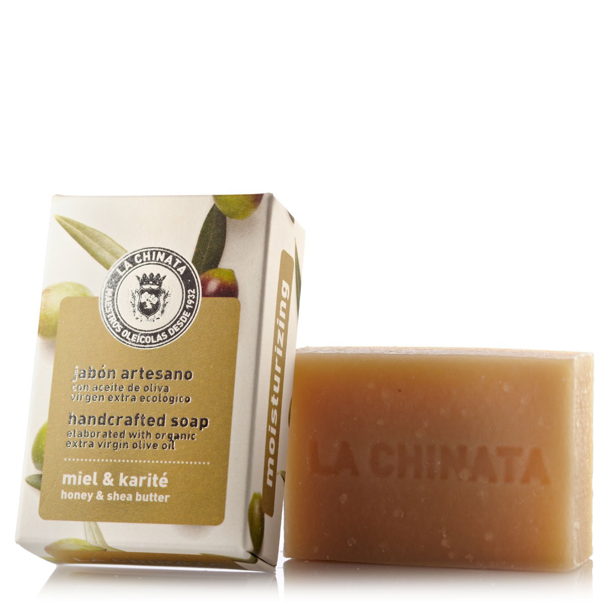 Jabón artesano hidratante miel karité y aceite de oliva